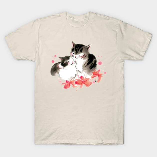 Cat mother and rose baby T-Shirt by juliewu